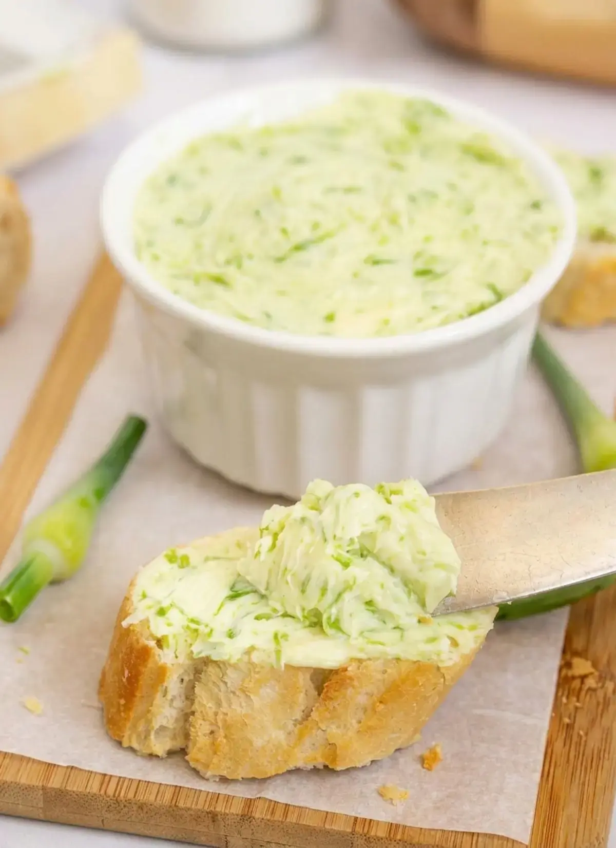 Garlic Scape Butter: Easy 2-Ingredient Compound Butter 11 Garlic scapes roughly chopped for the food processor