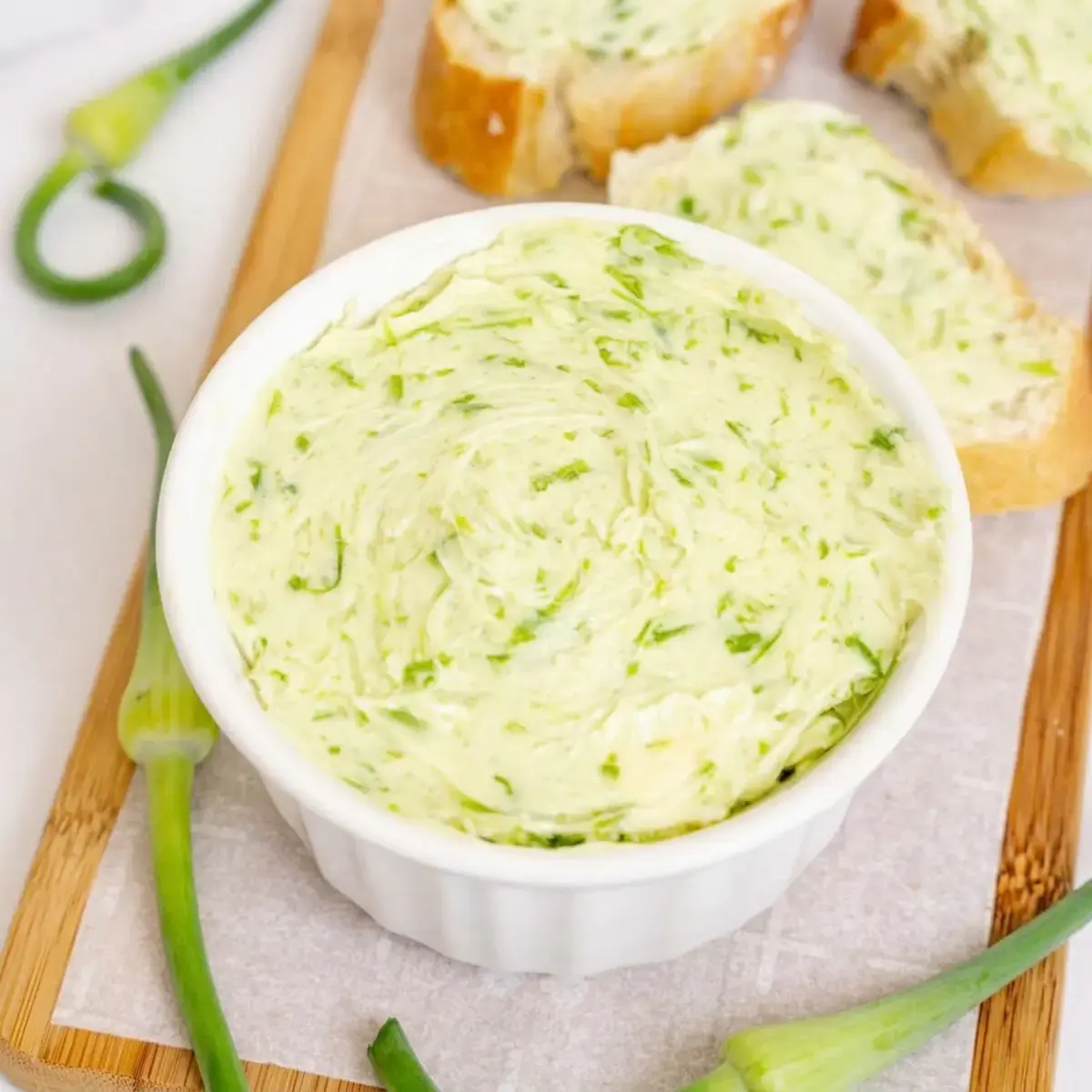 Garlic Scape Butter: Easy 2-Ingredient Compound Butter 9 Garlic scape butter made with fresh green scapes and softened butter