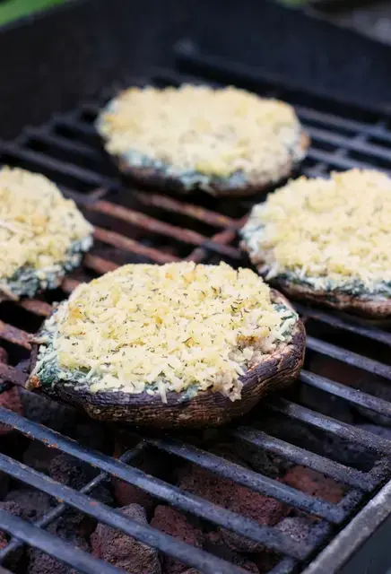 Grilled Side Dish Recipes Grilled Fruit and Vegetable Ideas for Summer BBQs 21 11. Grilled Spinach Dip Mushroom Caps by The Kitchen is My Playground