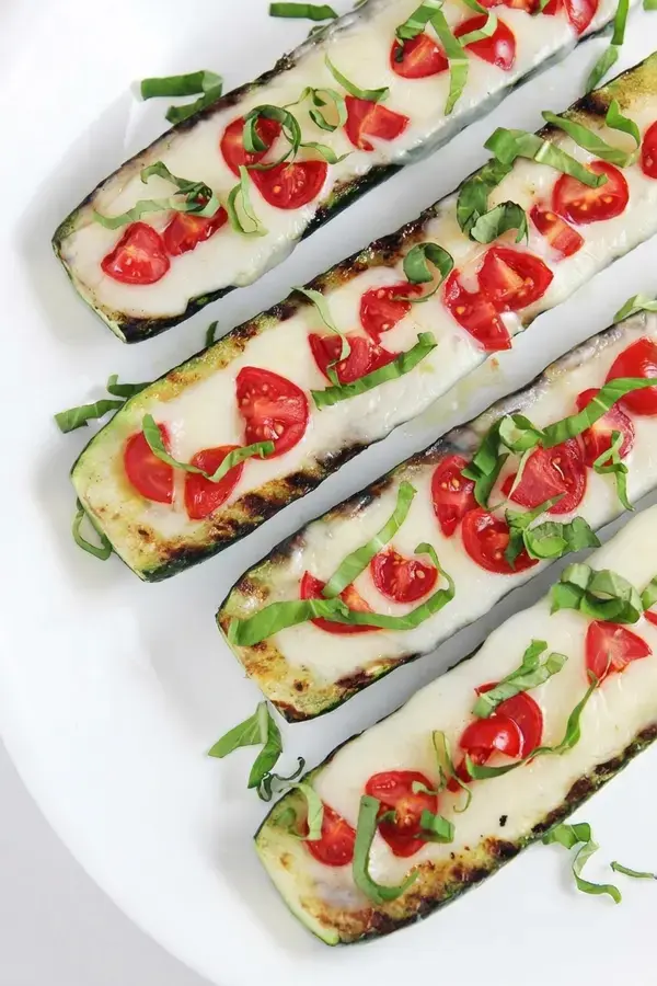 Grilled Side Dish Recipes Grilled Fruit and Vegetable Ideas for Summer BBQs 23 12. Grilled Zucchini Caprese Boats by Home Cooking Memories