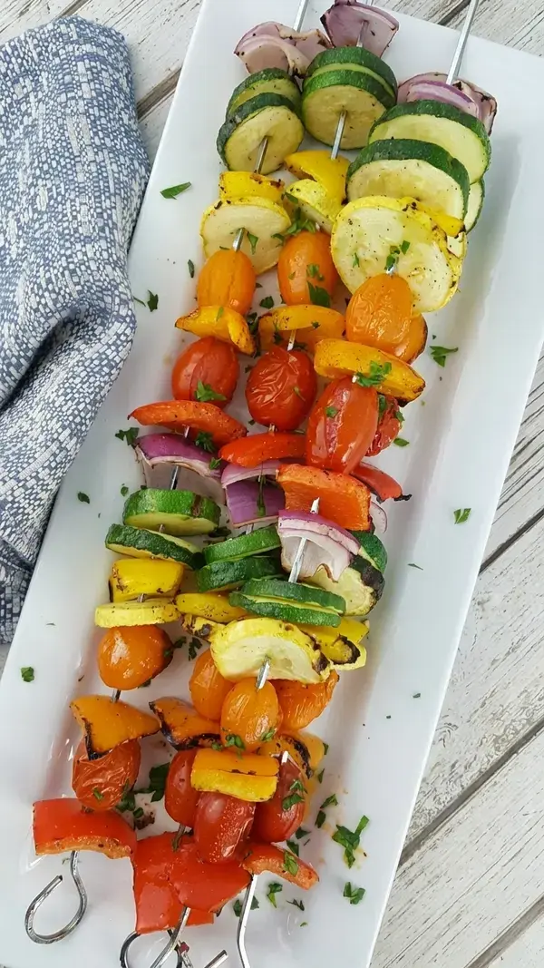 Grilled Side Dish Recipes Grilled Fruit and Vegetable Ideas for Summer BBQs 11 6. Grilled Rainbow Kabobs by Juggling Act Mama