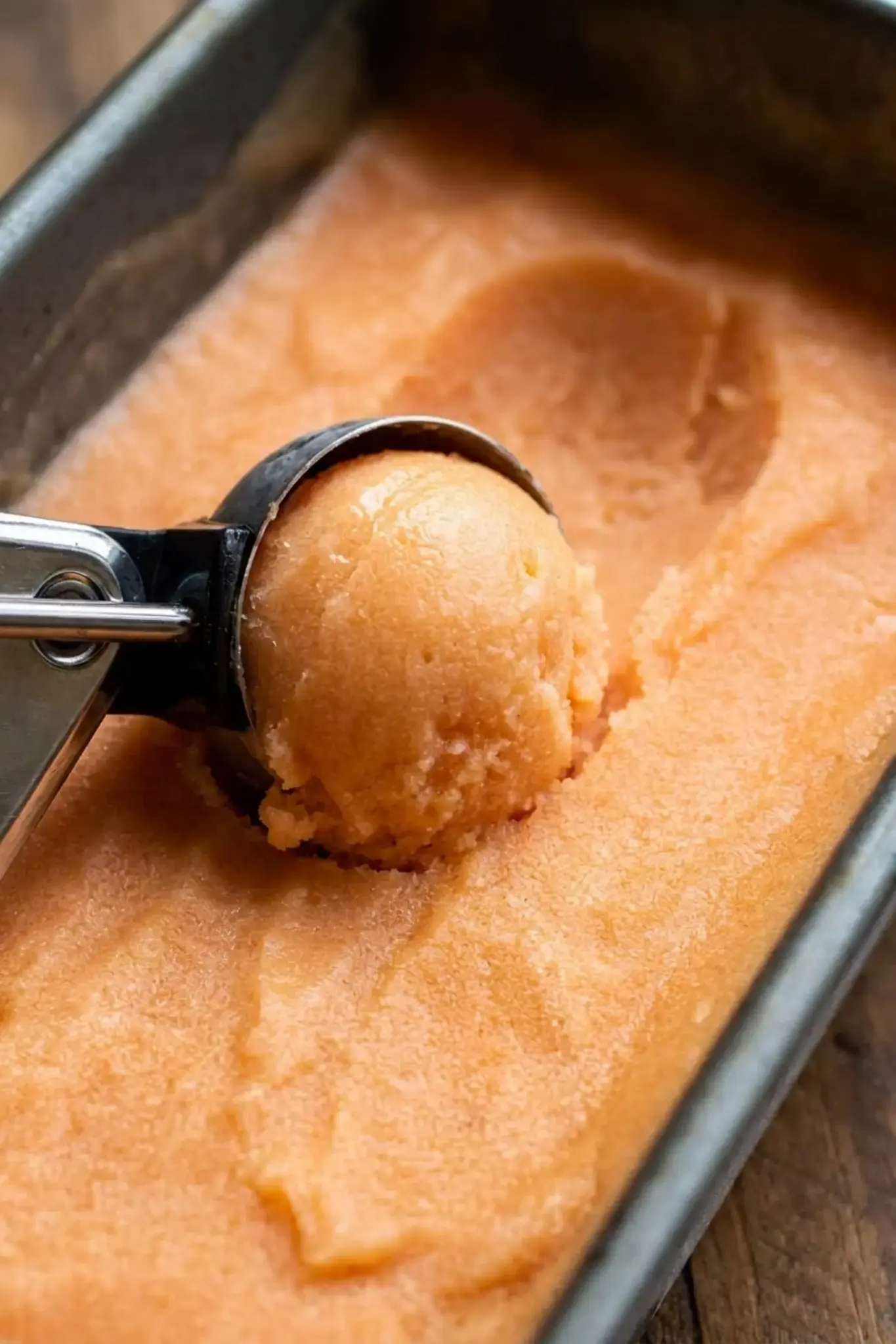 Sugar measured for peach sorbet