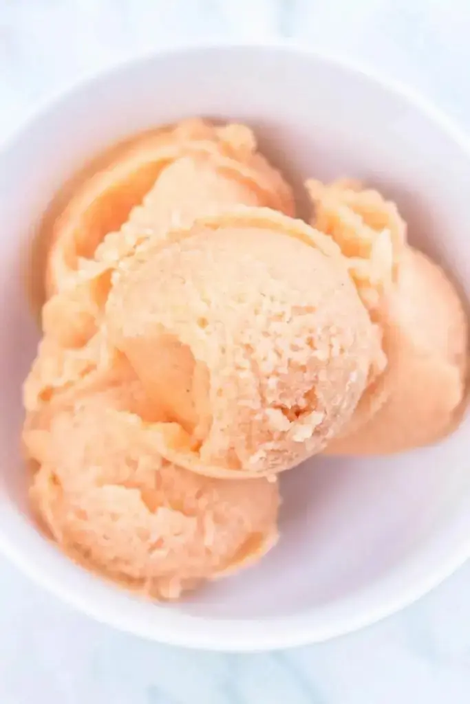 Four ingredients prepared for peach sorbet