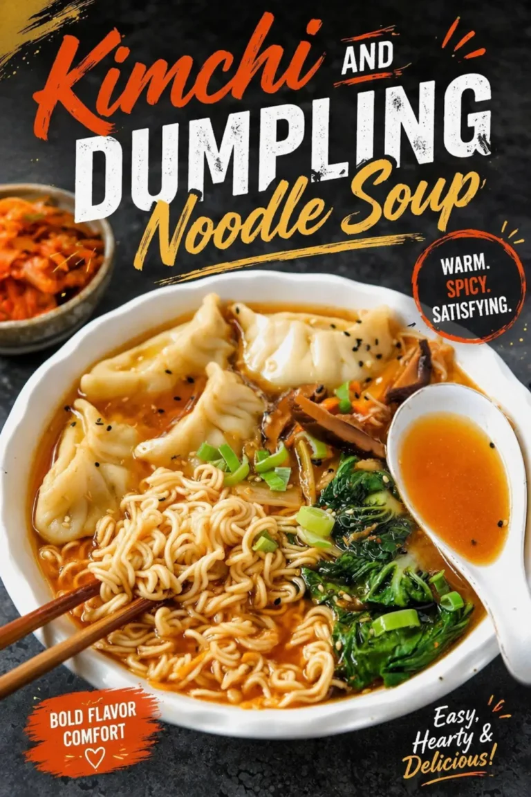 Kimchi And Dumpling Noodle Soup