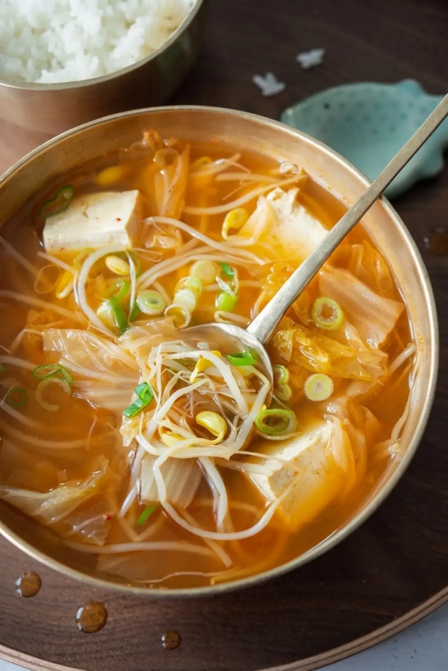 Korean stock coins added to water in a soup pot