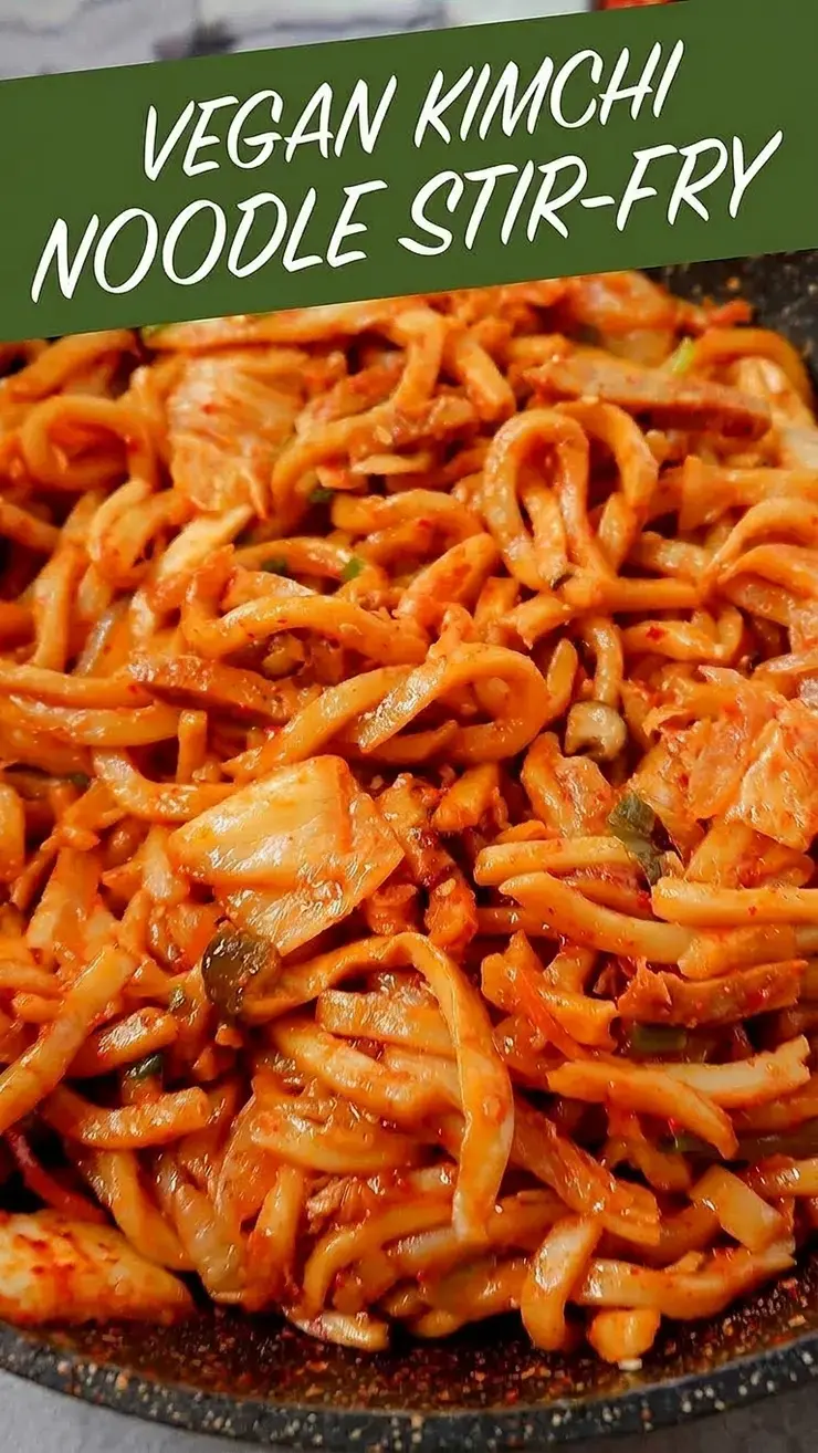 Kimchi Noodle Stir Fry Vegan Recipe for a Quick Weeknight Dinner 13 Pin these images: