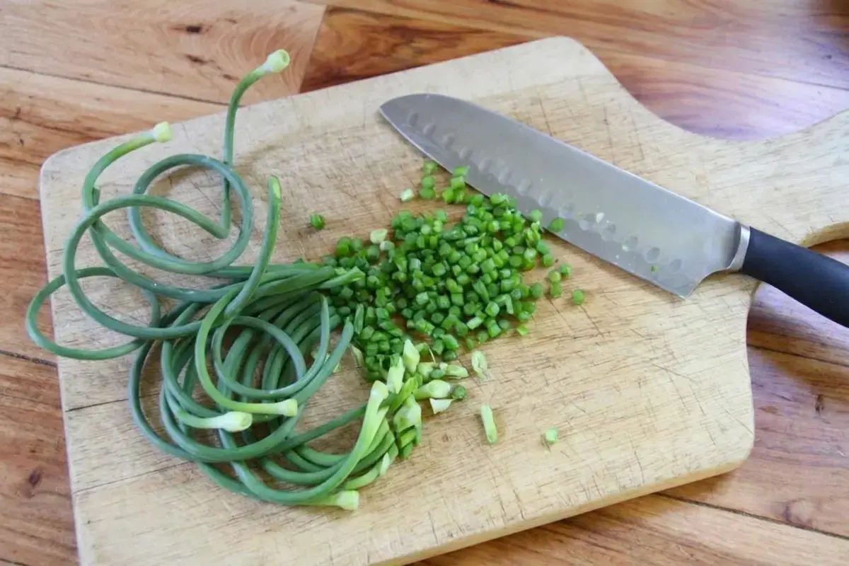 Step 4: Mince Curly Scapes of Garlic