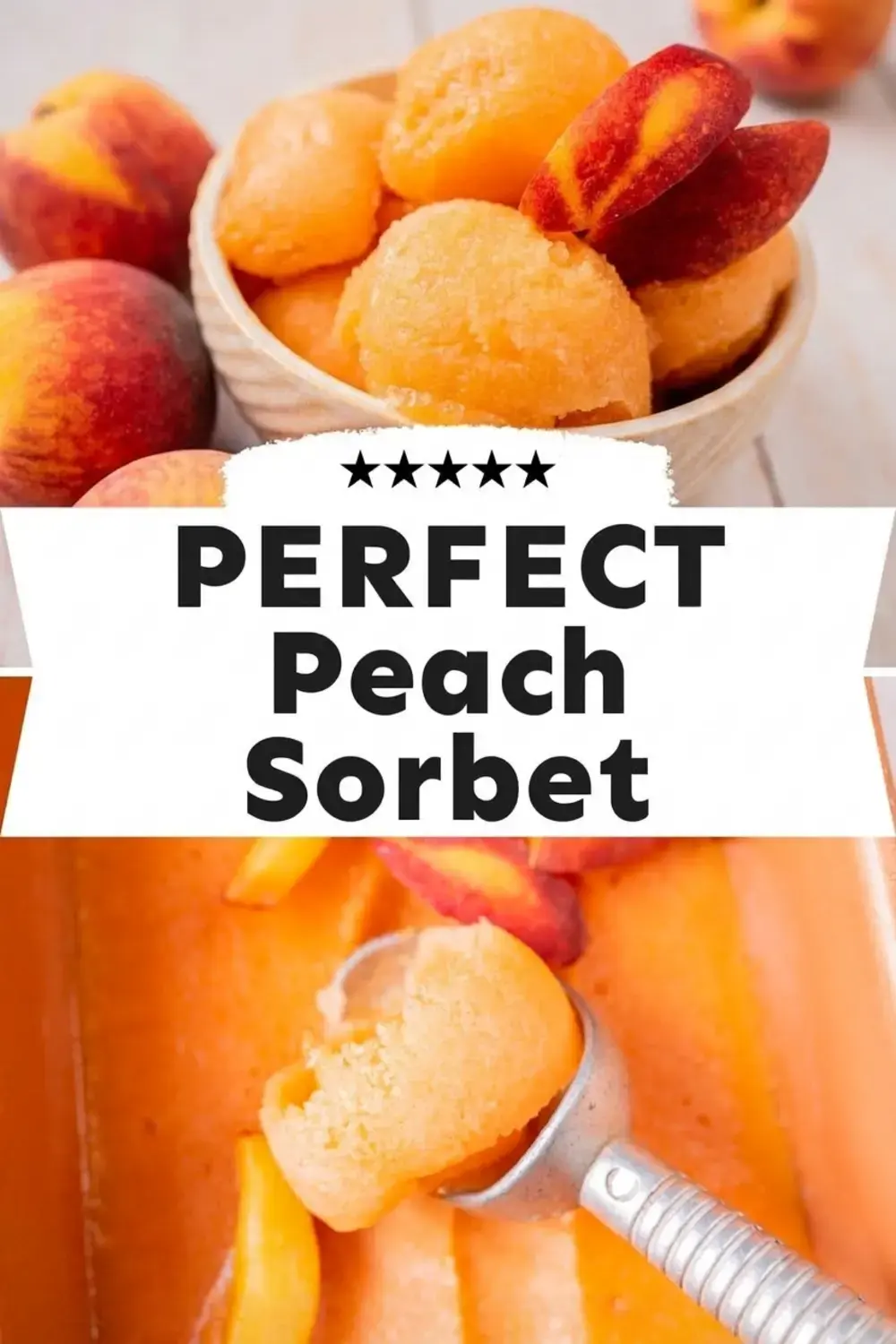 Granulated sugar added to peaches for sorbet