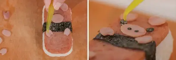 Piggy Spam Musubi Bento, Create the Pig Face and Feet