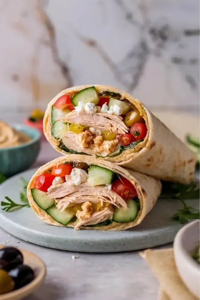 Quick Bento Box Lunches, 1. Mediterranean Chicken Wrap