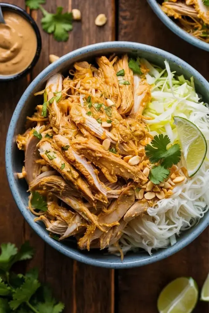 Quick Bento Box Lunches, 21. Thai Peanut Chicken and Rice Noodles