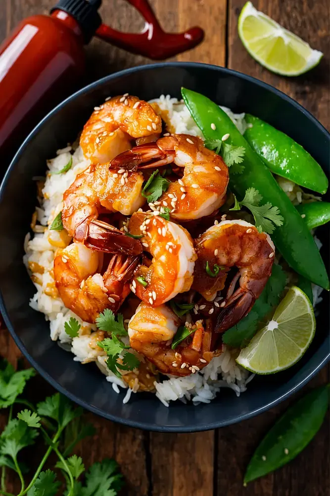 Quick Bento Box Lunches, 24. Spicy Sriracha Shrimp and Rice