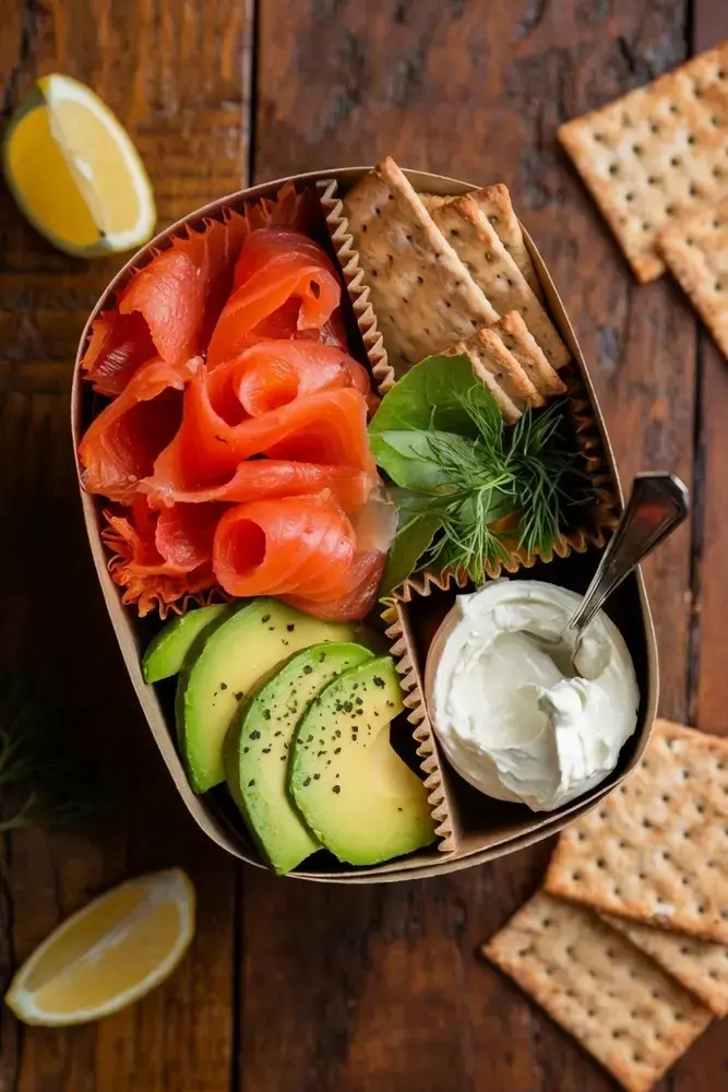 Quick Bento Box Lunches, 29. Smoked Salmon and Avocado Box