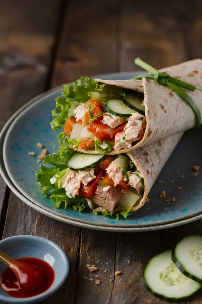 Quick Bento Box Lunches, 3. Spicy Tuna and Cucumber Wrap