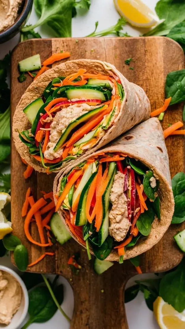 Quick Bento Box Lunches, 5. Vegan Hummus and Roasted Vegetable Wrap