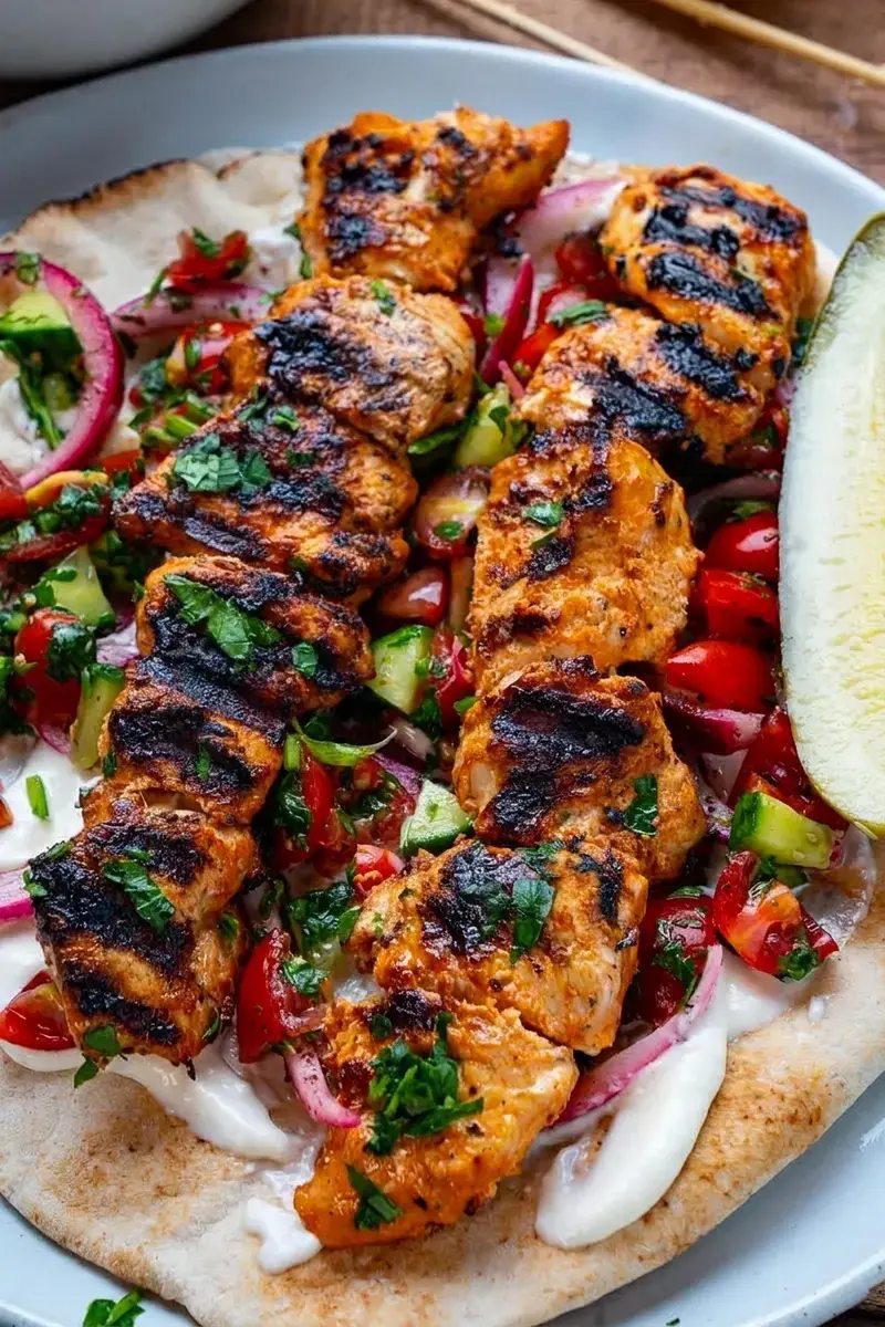 Shish Tawook: Juicy Middle Eastern Grilled Chicken Skewers 16 Shish Tawook chicken prepared for a wrap or gyro