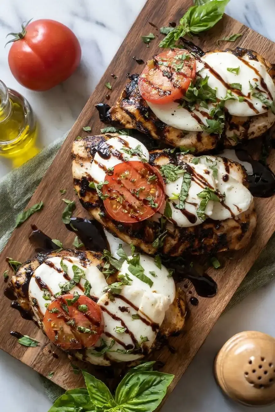 Simple Grilled Chicken Caprese With Balsamic Glaze 5 Balsamic reduction and seasoned chicken for Caprese