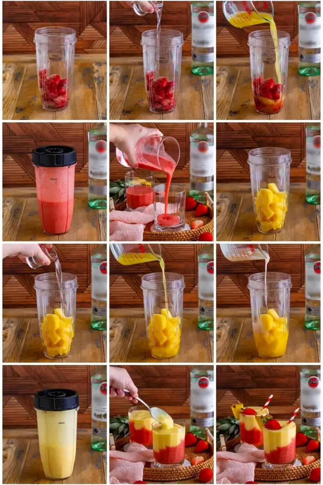 Pineapple coconut pina colada layer blending