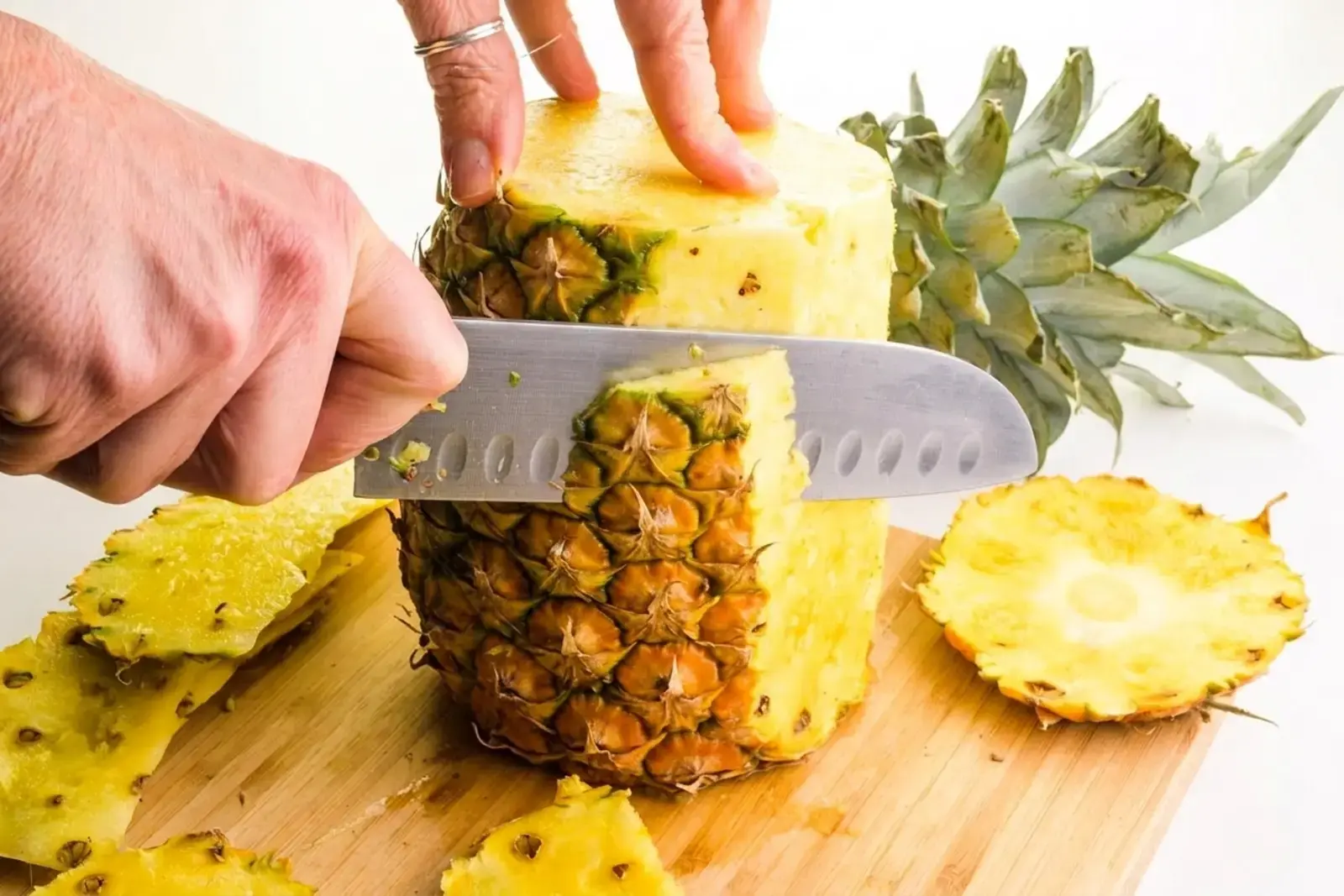 Pineapple banana and almond milk blending step 1