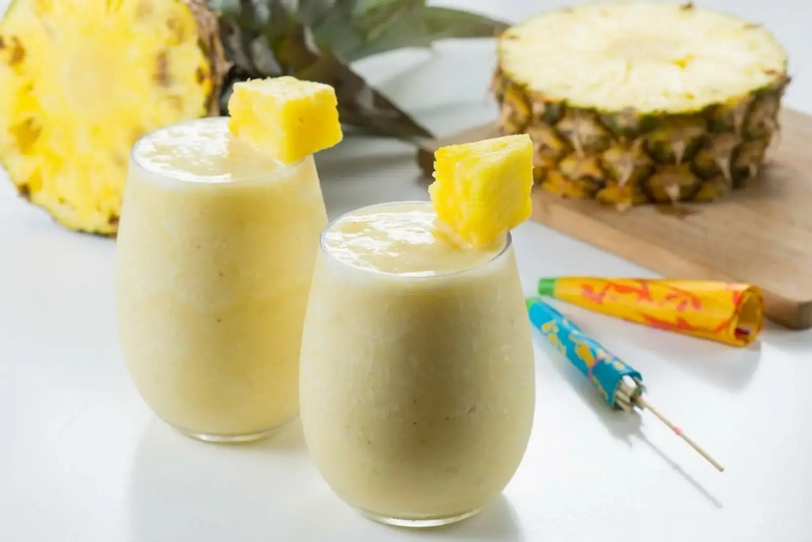 Vegan pina colada with optional tropical garnish