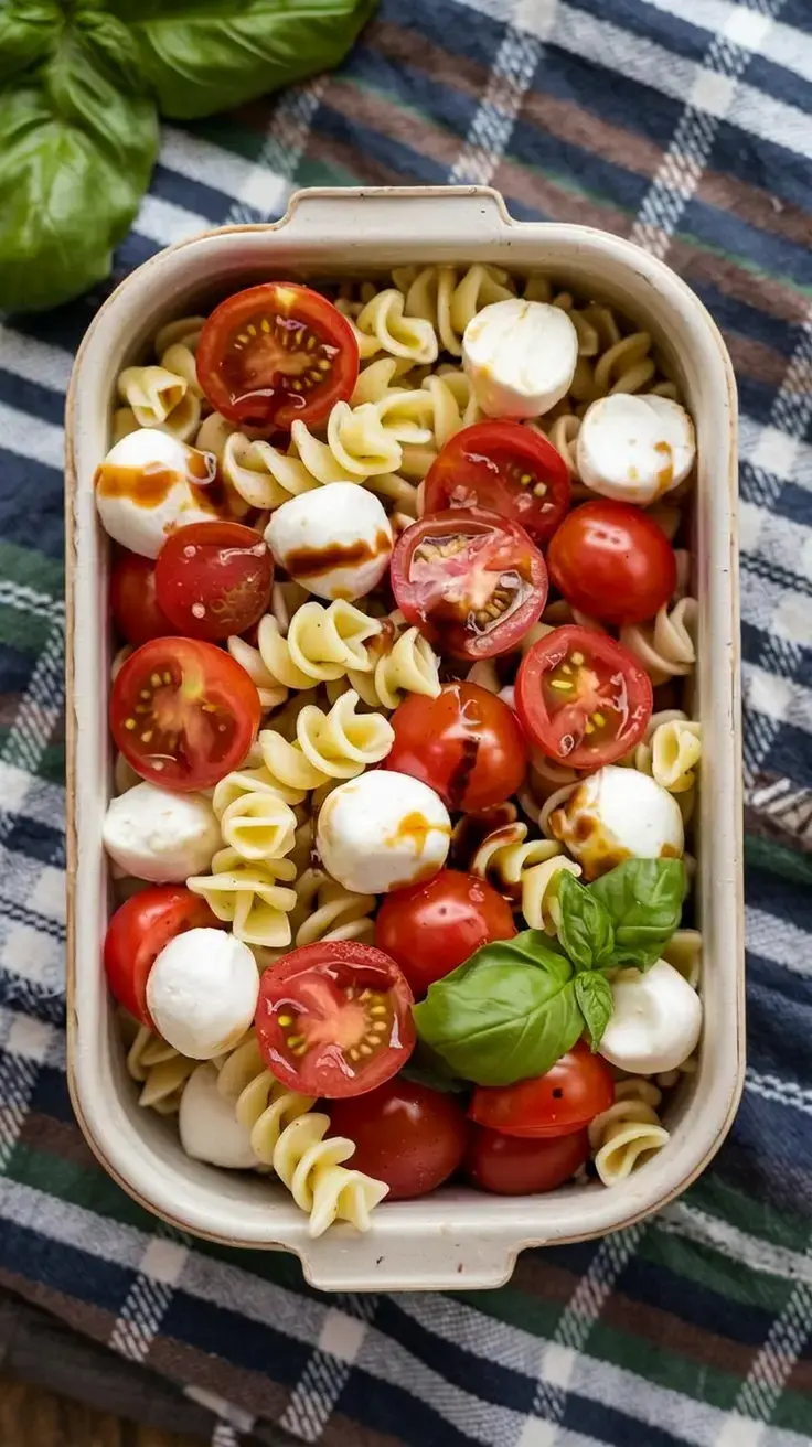 Vegetarian Camping Meals: Easy and Delicious Ideas for Your Next Trip 18 14. Caprese Pasta Salad