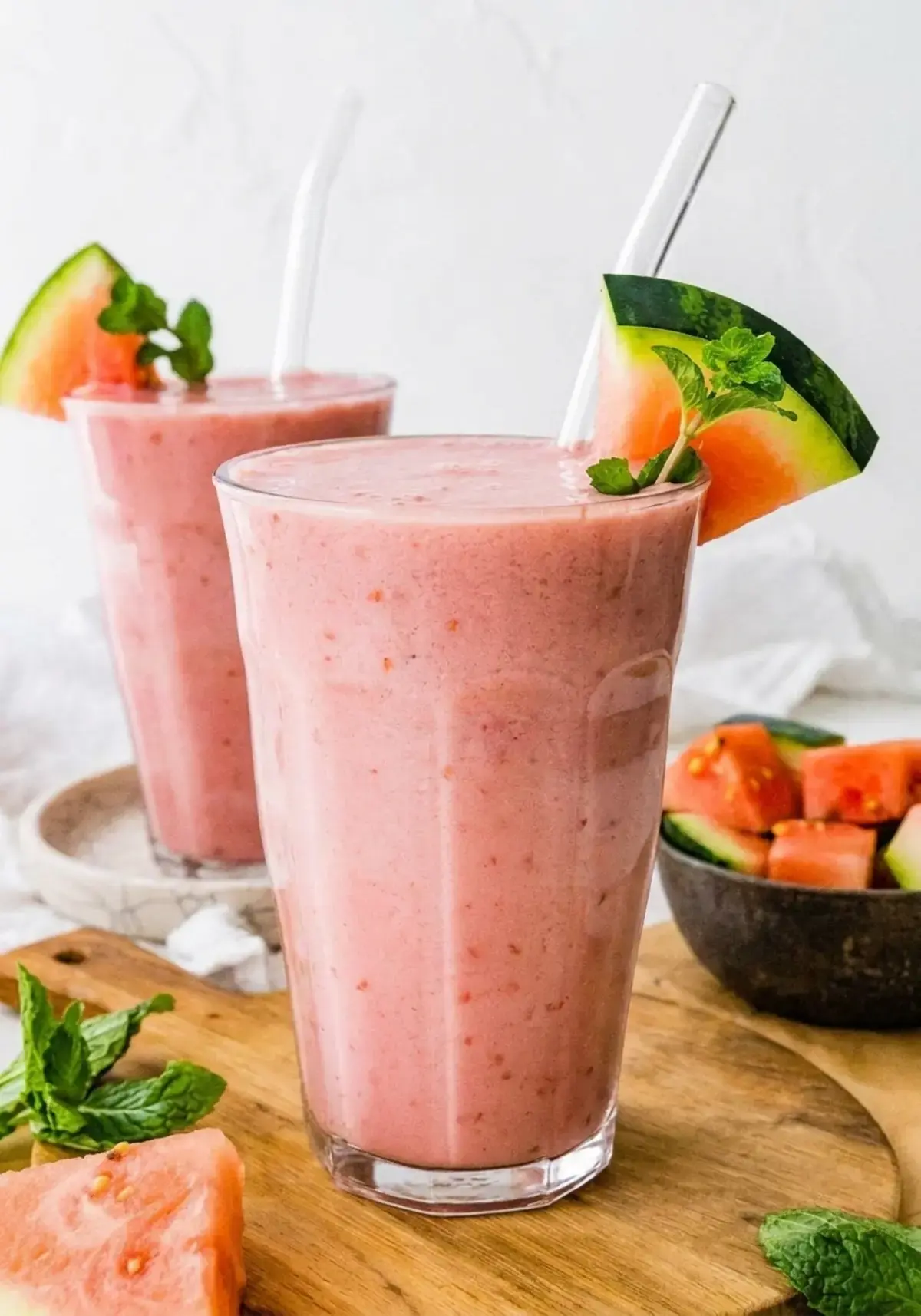 Watermelon Smoothie | Eating Bird Food 4 Almond milk poured into a blender