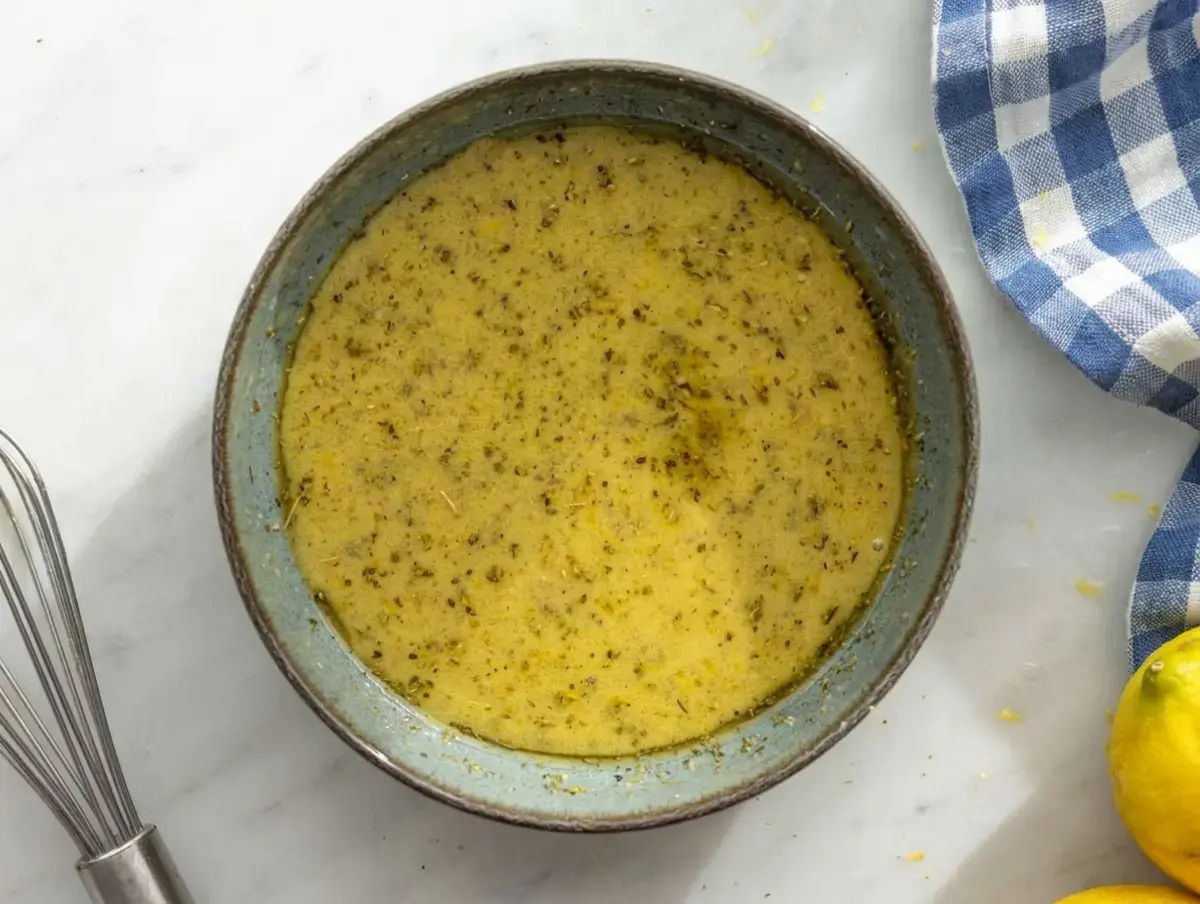 Make the dressing for Greek bean salad