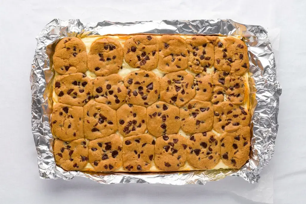 Chocolate Chip Cheesecake Bars for Easy Parties and Holidays 22 Chocolate Chip Cheesecake Bars, Top, Bake, and Cool