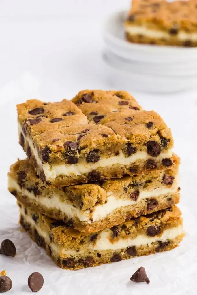 Chocolate Chip Cheesecake Bars for Easy Parties and Holidays 23 Chocolate Chip Cheesecake Bars, Top, Bake, and Cool