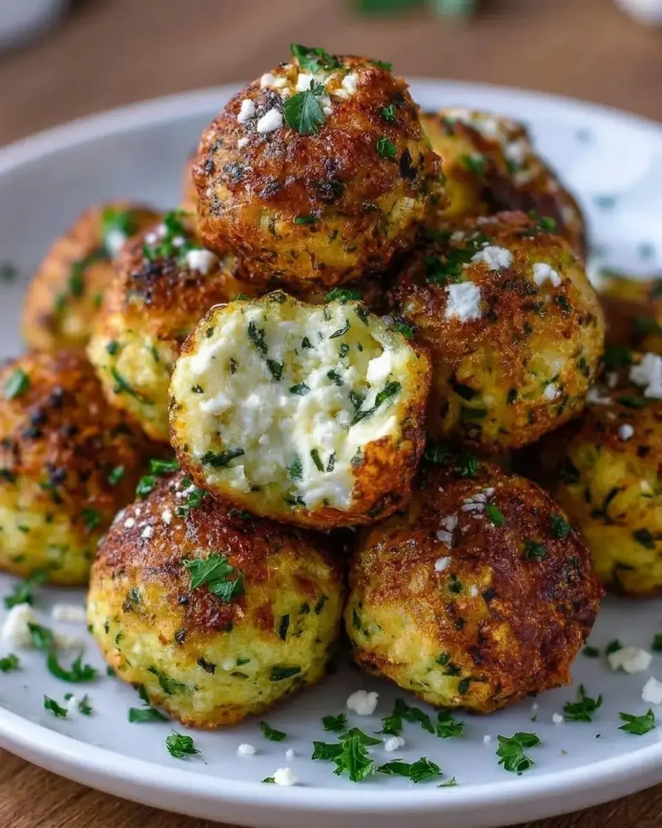 Crispy Zucchini Feta Balls: Healthy Vegetarian Appetizer Recipe 3 Crispy Zucchini Feta Balls