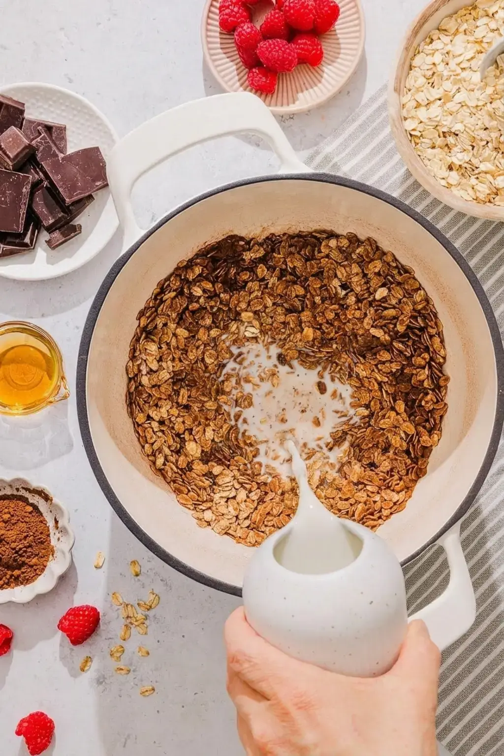 Healthy High-Fibre Chocolate Oatmeal, Cook on the Stovetop for Creamier Results