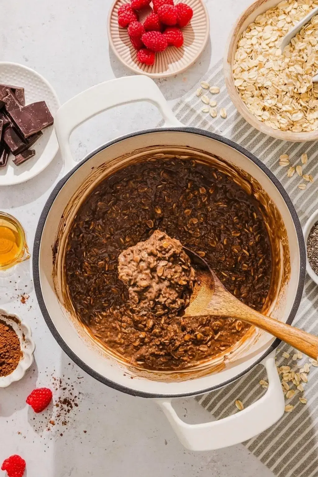 Healthy High-Fibre Chocolate Oatmeal, Cook on the Stovetop for Creamier Results