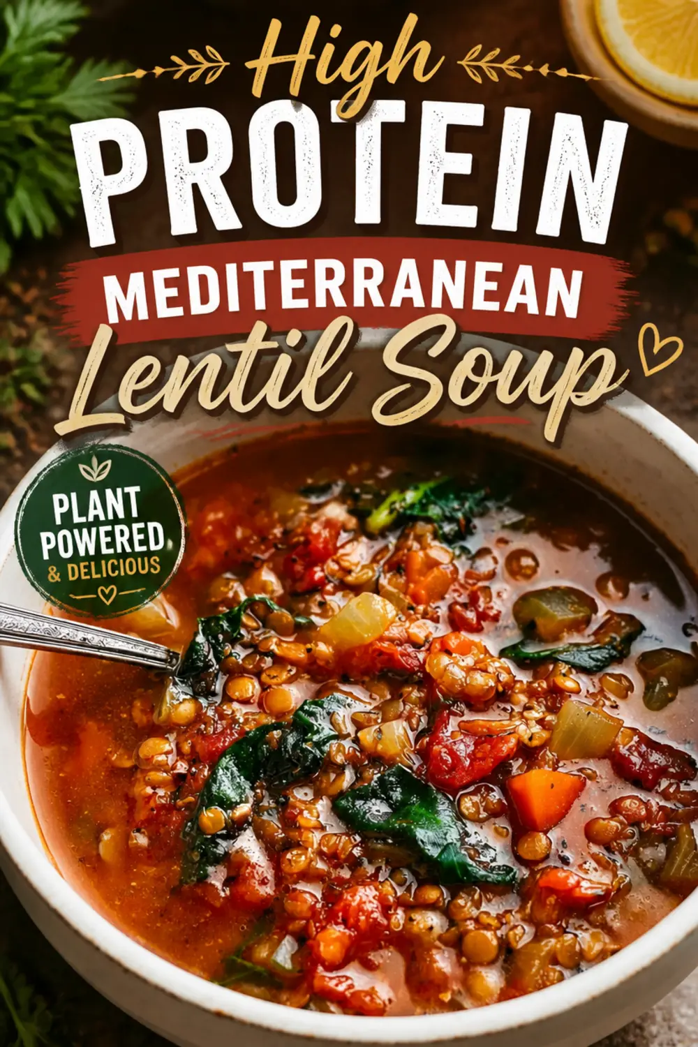 High Protein Mediterranean Lentil Soup