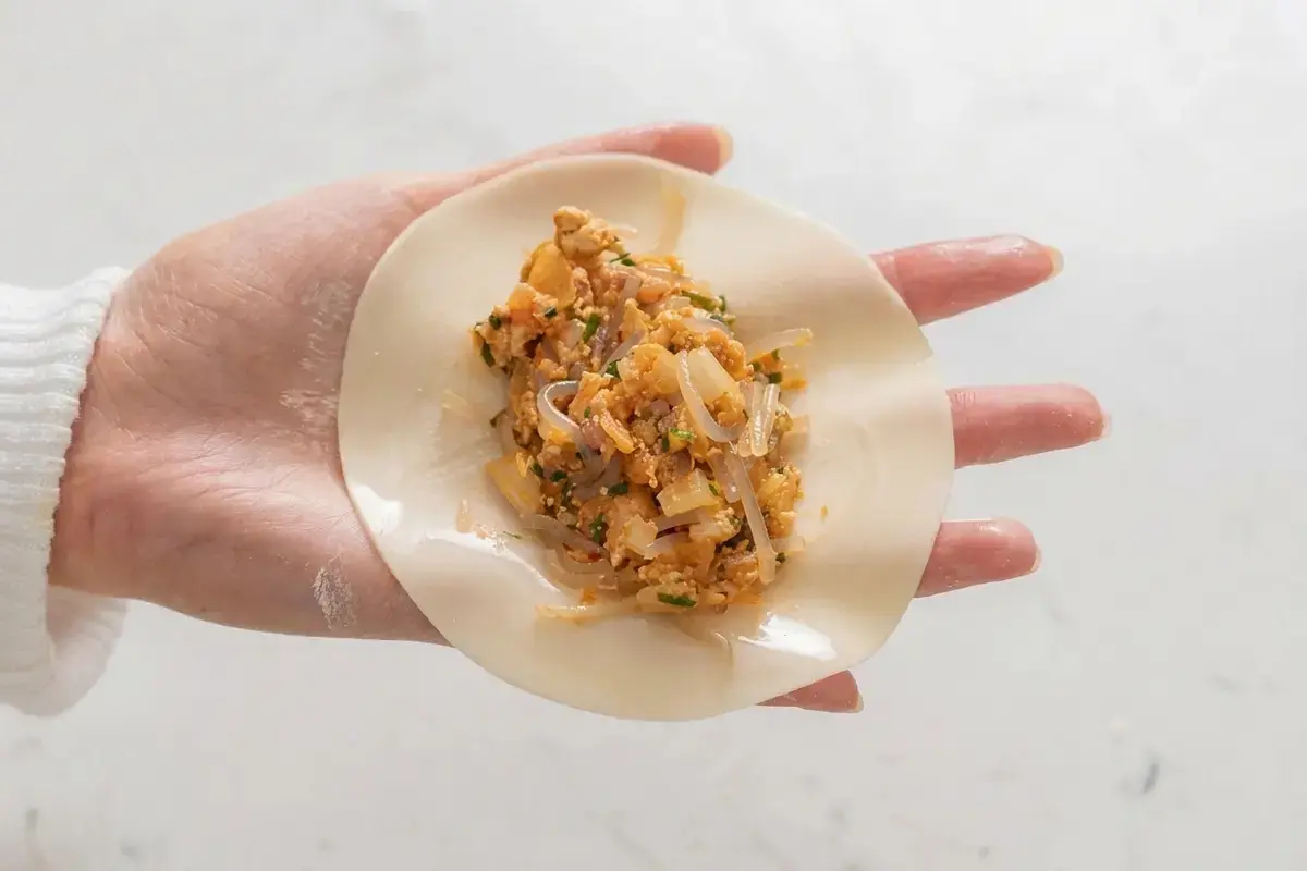 Kimchi Mandu Korean Kimchi Dumplings, Assemble the Kimchi Mandu
