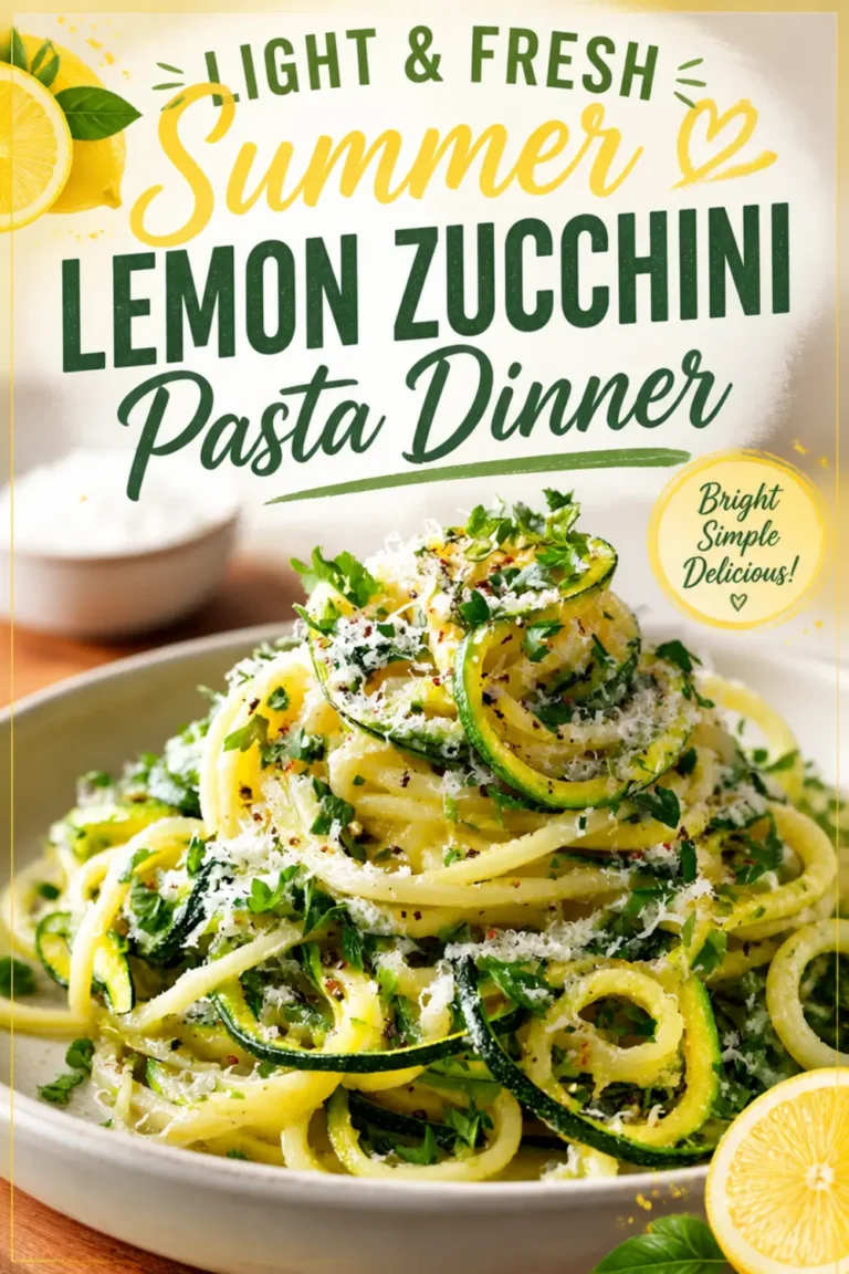 Light Fresh Summer Lemon Zucchini Pasta Dinner