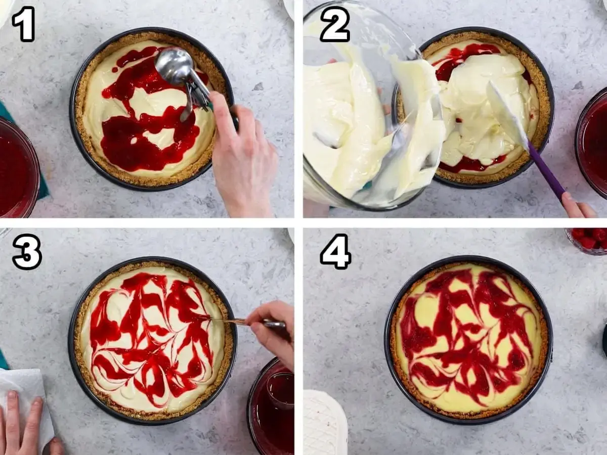Raspberry Cheesecake with a Homemade Tangy Swirl, No Water Bath Required 18 Raspberry Cheesecake, Assembly