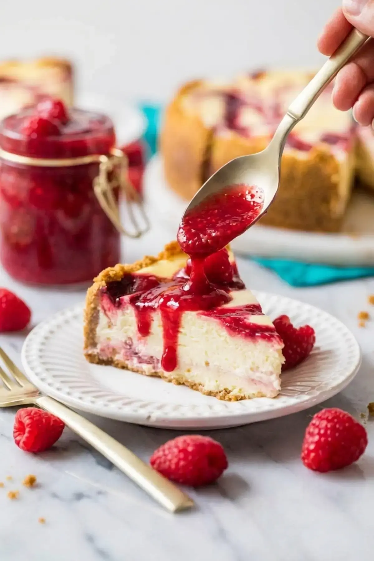 Raspberry Cheesecake with a Homemade Tangy Swirl, No Water Bath Required 19 Raspberry Cheesecake, Assembly