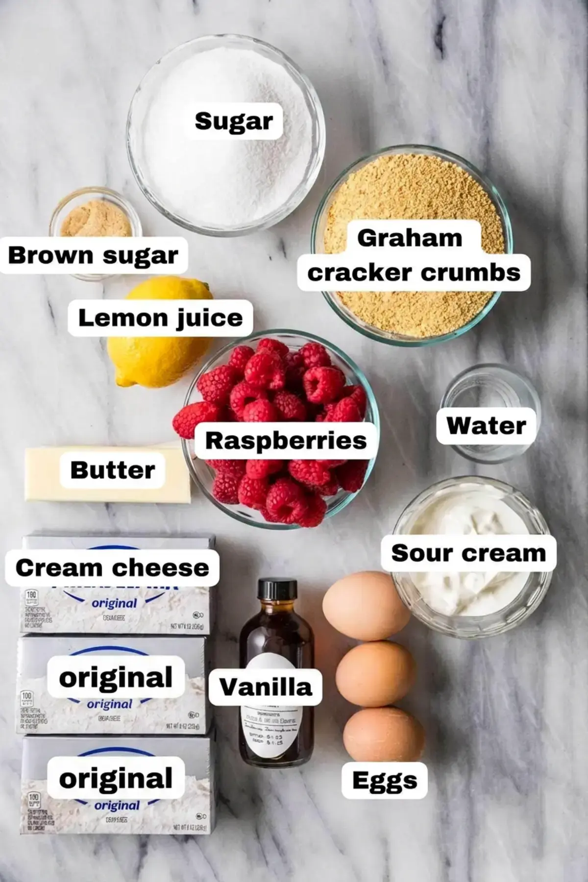 Raspberry Cheesecake with a Homemade Tangy Swirl, No Water Bath Required 14 Raspberry Cheesecake, Ingredients