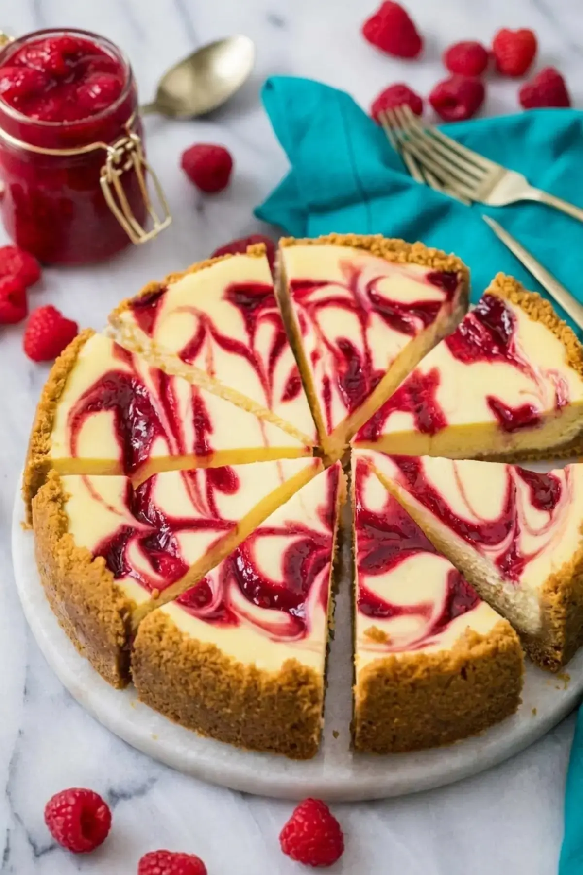 Raspberry Cheesecake with a Homemade Tangy Swirl, No Water Bath Required 12 Raspberry Cheesecake, The BEST Raspberry Cheesecake