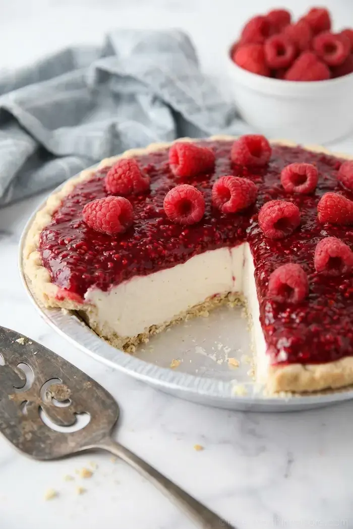 Raspberry Cream Pie Recipe with a No-Bake Cream Cheese Filling 12 Raspberry Cream Pie