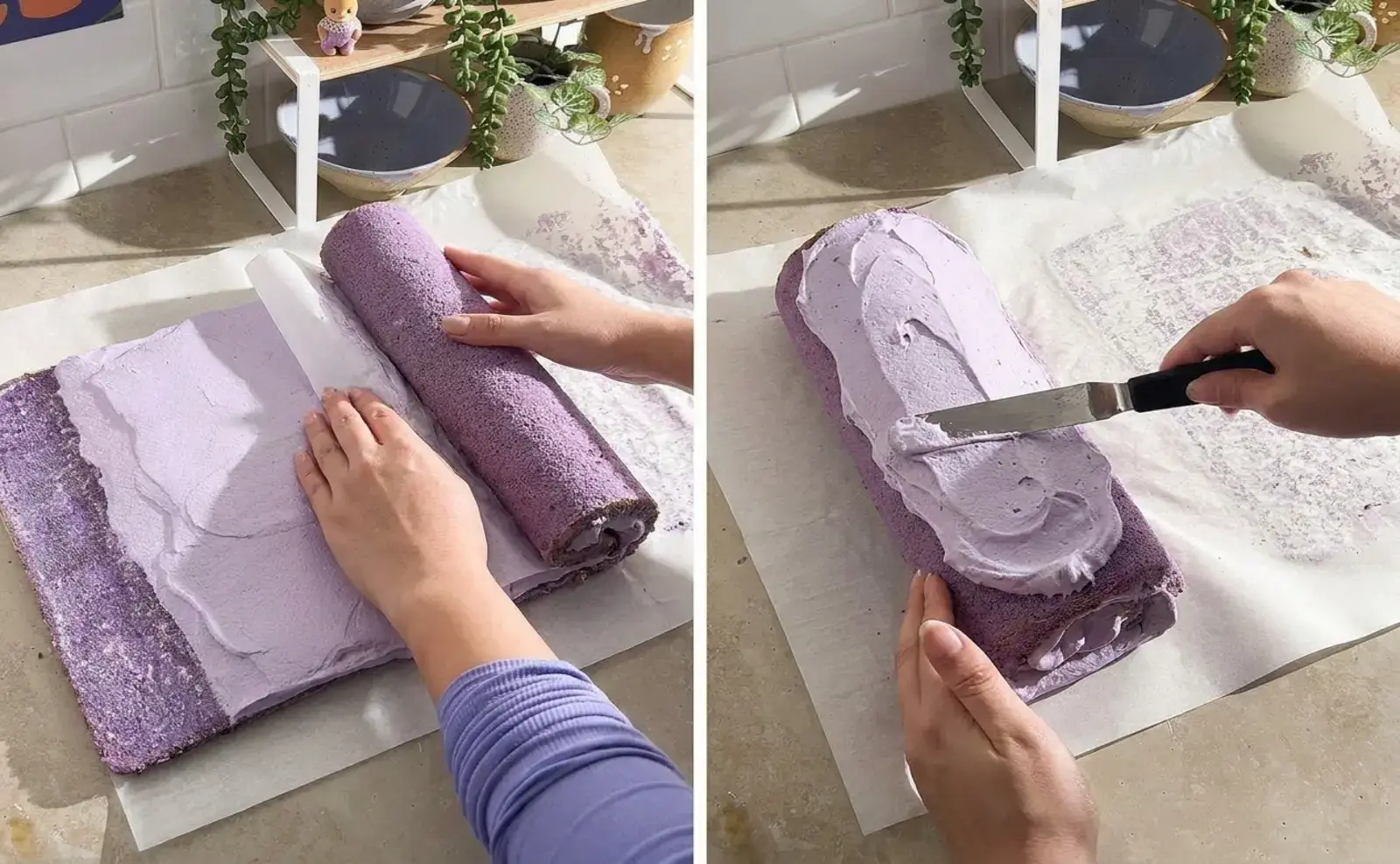 Ube Roll Cake, Assemble the Roll Cake