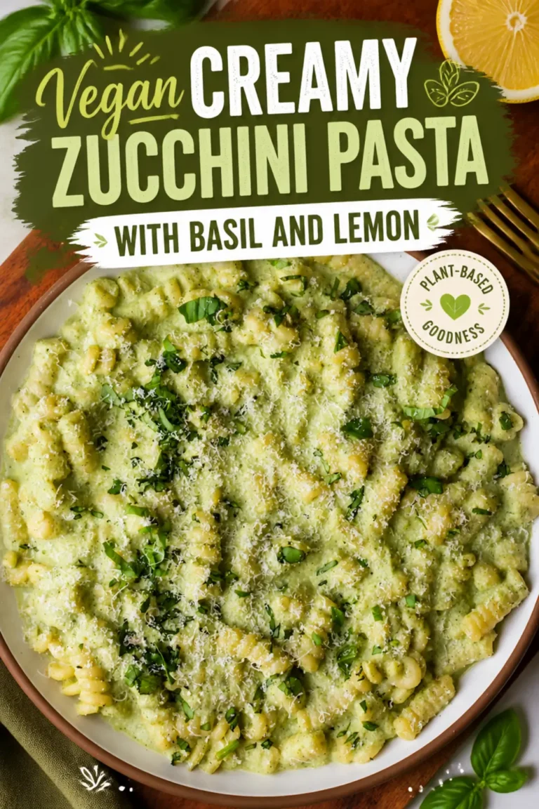 Vegan Creamy Zucchini Pasta With Basil And Lemon