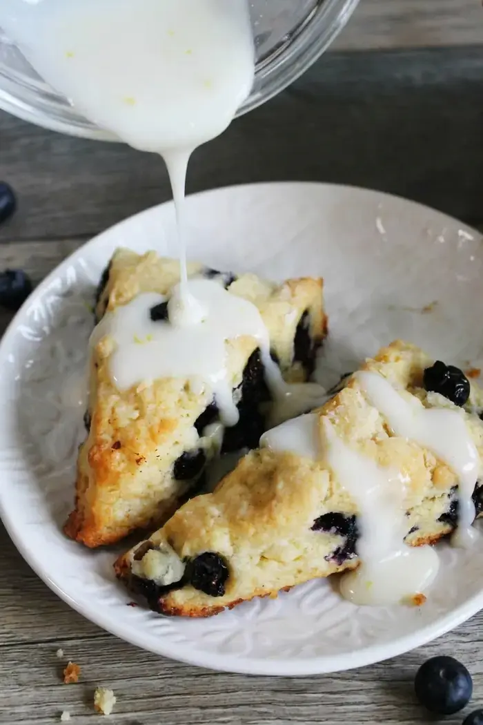 Easy Homemade Blueberry Scones with Lemon Glaze 12 Blueberry Scones, Best blueberry scones, flaky & buttery homemade recipe