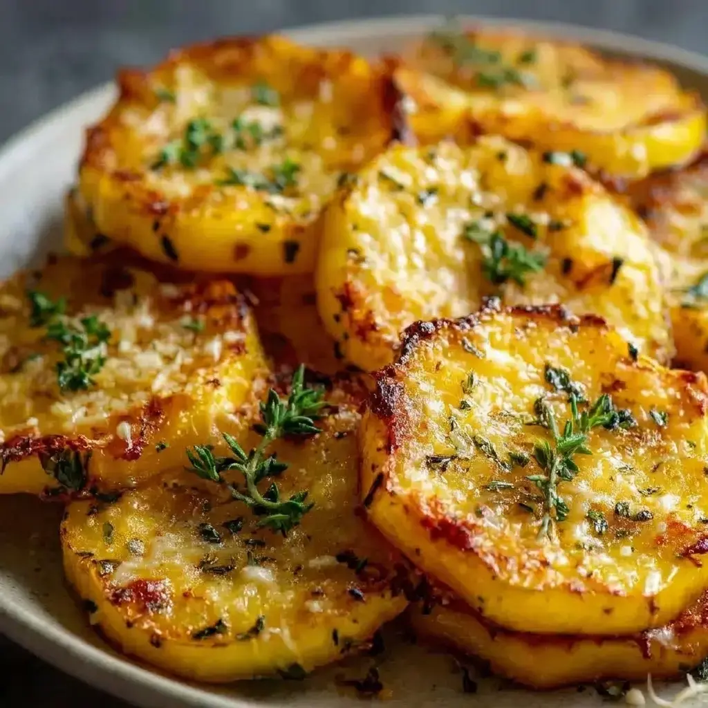 Cheesy Baked Yellow Squash Rounds