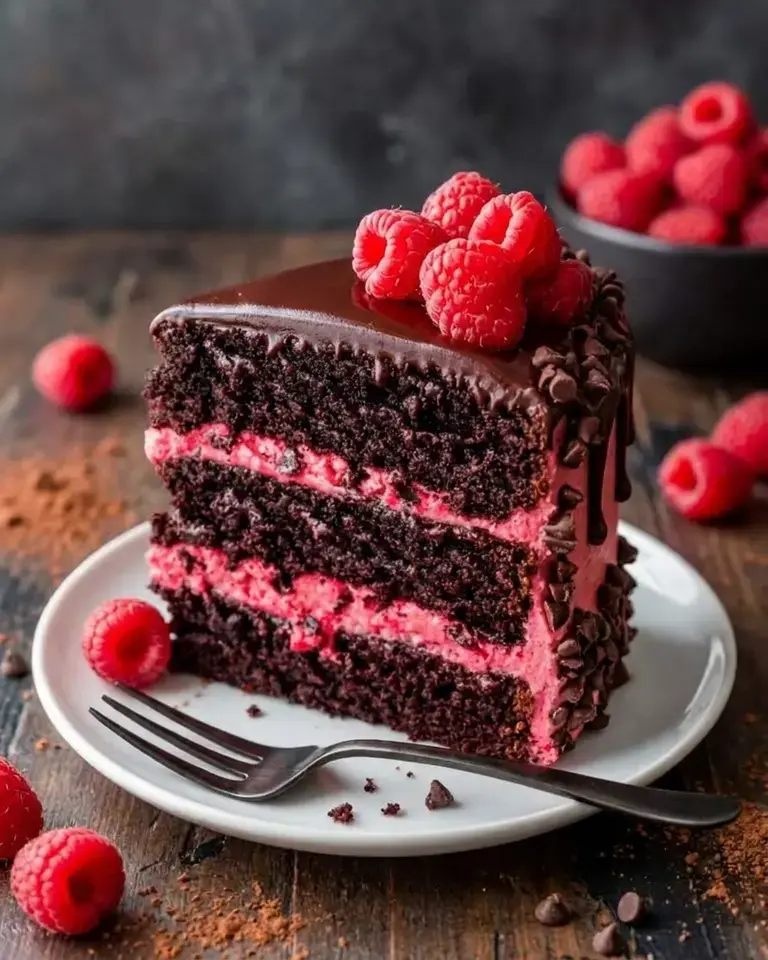 Chocolate Raspberry Cake with Silky Ganache and Raspberry Filling 4 Chocolate Raspberry Cake