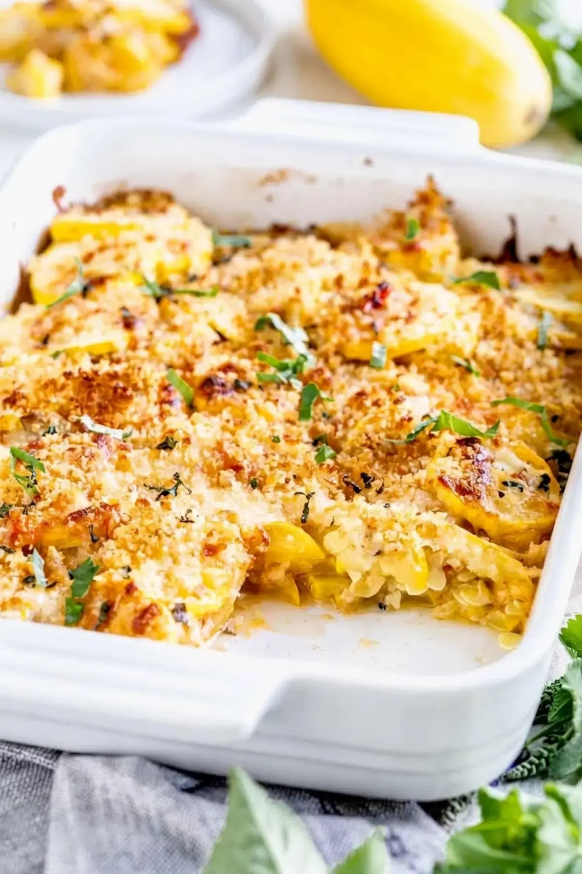 Healthy Yellow Summer Squash Casserole Recipe with Cheesy Breadcrumb Topping 24 Healthy Yellow Summer Squash Casserole, Step 4: Add Topping and Bake Until Done