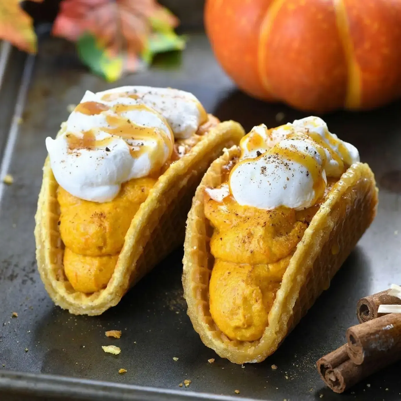 Pumpkin Spice Latte Tacos: No-Bake Fall Dessert with Stroopwafel Shells 7 Pumpkin Spice Latte Tacos