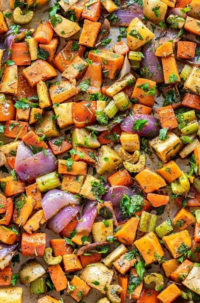 17 Christmas Dinner Recipes for a Stress Free Holiday Feast 9 17 Christmas Dinner Recipes, Roasted Winter Vegetables