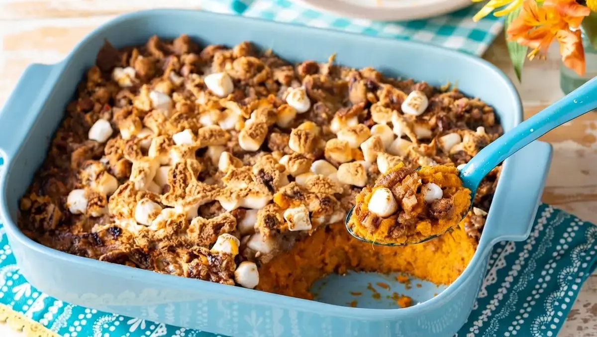 17 Christmas Dinner Recipes for a Stress Free Holiday Feast 7 17 Christmas Dinner Recipes, Sweet Potato Casserole with Marshmallows