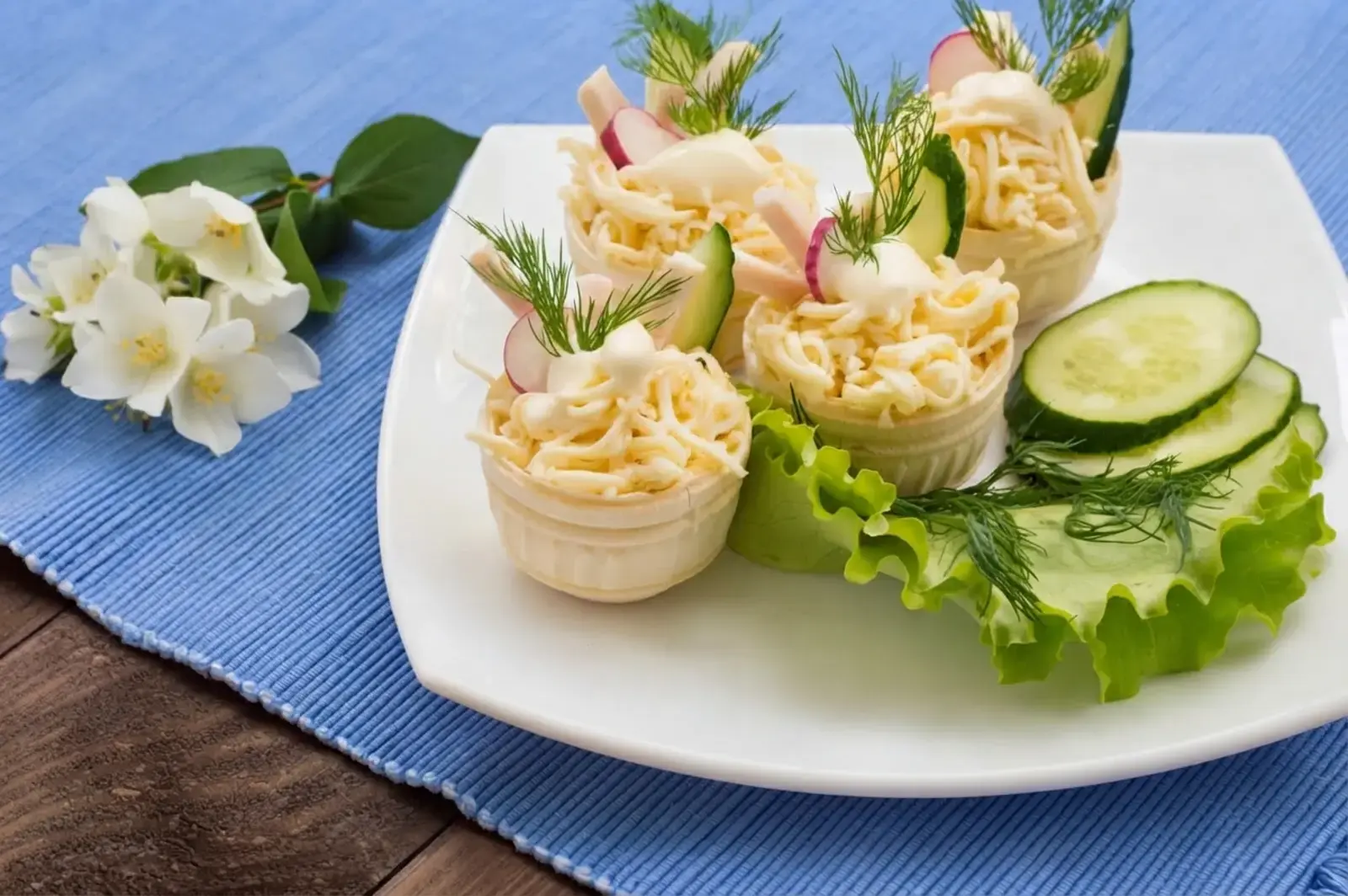 23 Easy Puff Pastry Appetizers, 17) Herbed Cream Cheese Cucumber Tarts